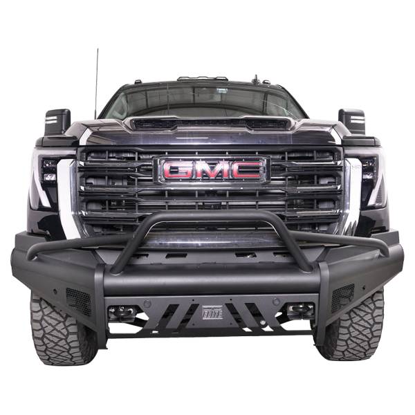 Fab Fours - Fab Fours GM24-Q6262-1 Black Steel Elite Front Bumper with Pre-Runner Guard for GMC Sierra 2500/3500 2024