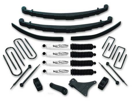 Tuff Country - Tuff Country 24832KN Front/Rear 4" Standard Lift Kit with Rear Blocks and Add-a-Leafs for Ford F-350 1986-1997