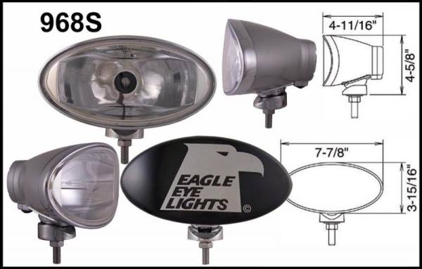 Eagle Eye Lights - Eagle Eye Lights 968S Silver 8" Aluminum DieCast 12V 100W Superwhite Spot Clear Oval Halogen Off Road Light with ABS Cover Set