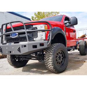Hammerhead Bumpers - Hammerhead 600-56-0588 X-Series Winch Front Bumper with Full Brush Guard and Square Light Holes for Ford F250/F350/F450/F550 2017-2022