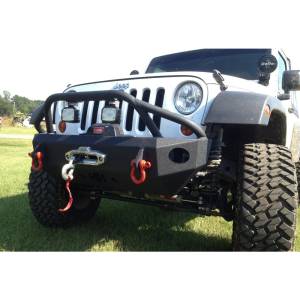 Hammerhead Bumpers - Hammerhead 600-56-0206 Stubby Winch Front Bumper with Pre-Runner Guard and Round Light Holes for Jeep Wrangler JK 2007-2018 - Image 6