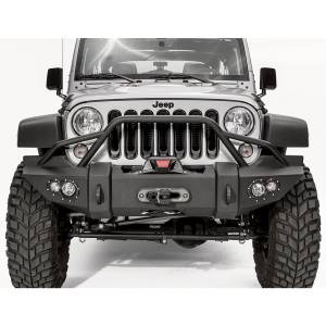 Jeep Bumpers - Fab Fours - Fab Fours - Fab Fours JK07-B1850-1 Lifestyle Winch Front Bumper with Pre-Runner Guard for Jeep Wrangler JK 2007-2018