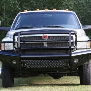 Fab Fours - Fab Fours DR94-S1560-1 Black Steel Front Bumper with Full Grille Guard for Dodge Ram 2500 HD/3500 HD/4500 HD/5500 HD 1994-2002 - Image 2