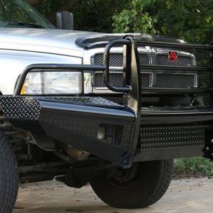 Fab Fours - Fab Fours DR94-S1560-1 Black Steel Front Bumper with Full Grille Guard for Dodge Ram 2500 HD/3500 HD/4500 HD/5500 HD 1994-2002 - Image 3