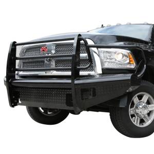 Shop Bumpers By Vehicle - Dodge RAM 4500/5500 - Fab Fours - Fab Fours DR06-S1160-1 Black Steel Front Bumper with Full Grille Guard for Dodge Ram 2500 HD/3500 HD/4500 HD/5500 HD 2006-2009