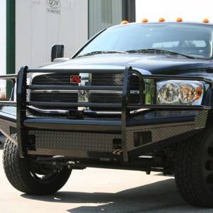 Fab Fours - Fab Fours DR06-S1160-1 Black Steel Front Bumper with Full Grille Guard for Dodge Ram 2500 HD/3500 HD/4500 HD/5500 HD 2006-2009 - Image 4