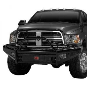 Shop Bumpers By Vehicle - Dodge RAM 4500/5500 - Fab Fours - Fab Fours DR06-S1162-1 Black Steel Front Bumper with Pre-Runner Guard for Dodge Ram 2500 HD/3500 HD/4500 HD/5500 HD 2006-2009