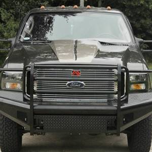 Fab Fours - Fab Fours FS05-S1260-1 Black Steel Front Bumper with Full Grille Guard for Ford F250/F350 2005-2007 - Image 2