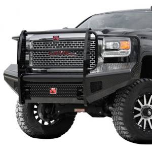 Fab Fours - Fab Fours GM08-S2160-1 Black Steel Front Bumper with Full Grille Guard for GMC Sierra 2500HD/3500 2007-2010 - Image 2