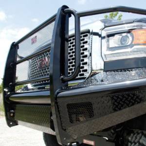 Fab Fours - Fab Fours GM08-S2160-1 Black Steel Front Bumper with Full Grille Guard for GMC Sierra 2500HD/3500 2007-2010 - Image 3
