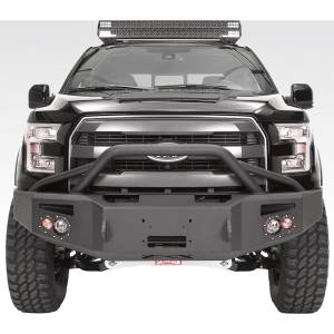 Front Winch Bumper with Pre-Runner Bar - Ford - Fab Fours - Fab Fours FF15-H3252-1 Winch Front Bumper with Pre-Runner Guard for Ford F150 2015-2017