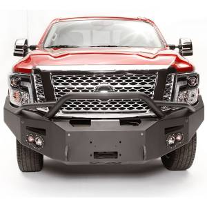 Fab Fours - Fab Fours NT16-F3752-1 Winch Front Bumper with Pre-Runner Guard with Sensor Holes for Nissan Titan XD Only 2016-2021