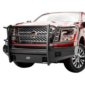 Fab Fours - Fab Fours NT16-R3760-1 Black Steel Elite Smooth Front Bumper with Full Guard for Nissan Titan XD Only 2016-2021 - Image 2