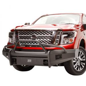 Fab Fours - Fab Fours NT16-R3762-1 Black Steel Elite Smooth Front Bumper with Pre-Runner Guard for Nissan Titan XD Only 2016-2021