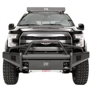Fab Fours FF18-R4562-1 Black Steel Elite Smooth Front Bumper with Pre-Runner Guard for Ford F150 2018-2020