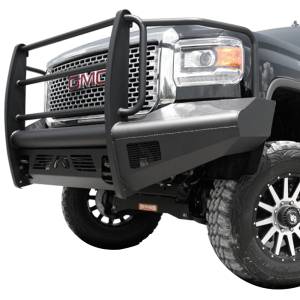 Fab Fours - Fab Fours GM14-Q3160-1 Black Steel Elite Smooth Front Bumper with Full Guard for GMC Sierra 2500HD/3500 2015-2019 - Image 1