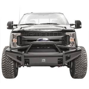 Fab Fours - Fab Fours FS17-Q4162-1 Black Steel Elite Smooth Front Bumper with Pre-Runner Guard for Ford F250/F350/F450/F550 2017-2022