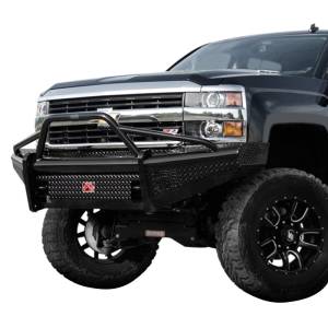 Fab Fours - Fab Fours CH05-S1362-1 Black Steel Front Bumper with Pre-Runner Guard for Chevy Silverado 2500HD/3500 2003-2006