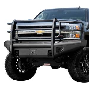 Fab Fours - Fab Fours CH08-Q2060-1 Black Steel Elite Smooth Front Bumper with Grille Guard for Chevy Silverado 2500HD/3500 2007-2010 - Image 1