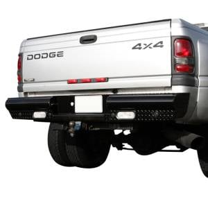 All Bumpers - Fab Fours - Fab Fours DR94-T1650-1 Black Steel Rear Bumper for Dodge Ram 2500/3500 1994-2002