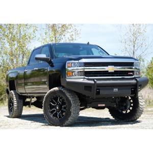 Bumpers by Style - Base Bumpers - Fab Fours - Fab Fours CH14-Q3061-1 Black Steel Elite Smooth Front Bumper for Chevy Silverado 2500HD/3500 2015-2019
