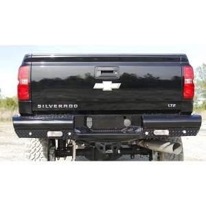 Shop Bumpers By Vehicle - Fab Fours - Fab Fours CH14-T3050-1 Black Steel Rear Bumper for Chevy Silverado 2500HD/3500 2015-2019