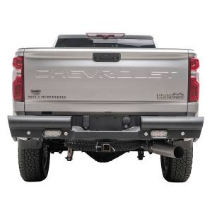Bumpers by Style - Base Bumpers - Fab Fours - Fab Fours CH20-U4950-1 Black Steel Elite Smooth Rear Bumper for Chevy Silverado 2500HD/3500 2020-2022