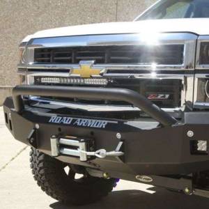 Road Armor - Road Armor 314R4B Stealth Winch Front Bumper with Pre-Runner Guard and Square Light Holes for Chevy Silverado 1500 2014-2015 - Image 3