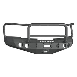 Road Armor Stealth - Chevy Silverado 1500 2007-2013 - Road Armor - Road Armor 37705B Stealth Winch Front Bumper with Lonestar Guard and Round Light Holes for Chevy Silverado 1500 2008-2013