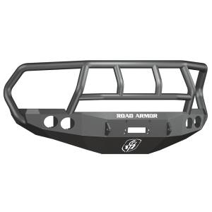 Road Armor - Road Armor 40802B Stealth Winch Front Bumper with Titan II Guard and Round Light Holes for Dodge Ram 2500/3500/4500/5500 2010-2018 - Image 1
