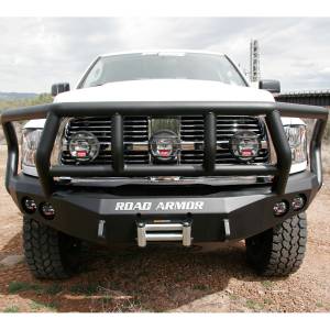 Road Armor - Road Armor 40802B Stealth Winch Front Bumper with Titan II Guard and Round Light Holes for Dodge Ram 2500/3500/4500/5500 2010-2018 - Image 2