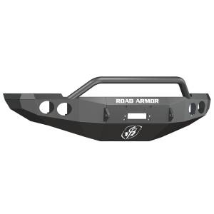 Road Armor - Road Armor 40804B Stealth Winch Front Bumper with Pre-Runner Guard and Round Light Holes for Dodge Ram 2500/3500/4500/5500 2010-2018 - Image 1
