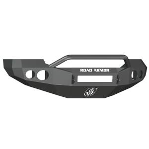 Road Armor 60504B-NW Stealth Non-Winch Front Bumper with Pre-Runner Guard and Round Light Holes for Ford F250/F350/F450/Excursion 2005-2007