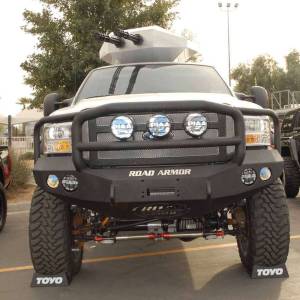 Road Armor - Road Armor 60505B Stealth Winch Front Bumper with Lonestar Guard and Round Light Holes for Ford F250/F350/F450/Excursion 2005-2007 - Image 2