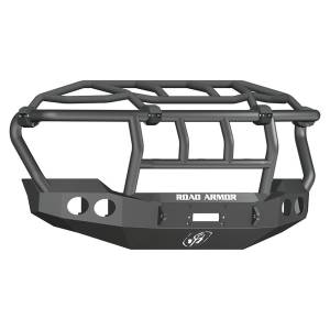 Road Armor 61103B Stealth Winch Front Bumper with Intimidator Guard and Round Light Holes for Ford F250/F350 2011-2016