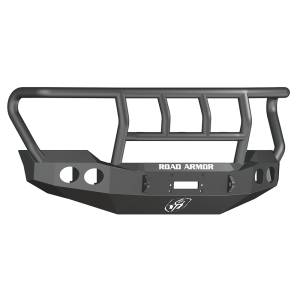 Road Armor 611402B Stealth Winch Front Bumper with Titan II Guard and Round Light Holes for Ford F450/F550 2011-2016