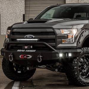Road Armor - Road Armor 615R4Z Stealth Winch Front Bumper with Pre-Runner Guard and Square Light Holes for Ford F150 2015-2017 - Image 2