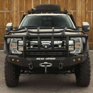 Road Armor - Road Armor 61743B Stealth Winch Front Bumper with Intimidator Guard and Square Light Holes for Ford F450/F550 2017-2018 - Image 2