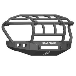 Road Armor Stealth - Ford F450/F550 2017-2018 - Road Armor - Road Armor 61743B-NW Stealth Non-Winch Front Bumper with Intimidator Guard and Square Light Holes for Ford F450/F550 2017-2018