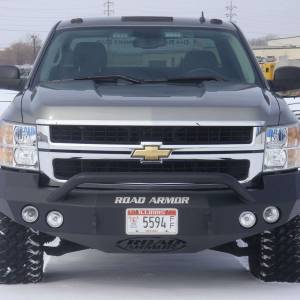 Road Armor - Road Armor 37204B Stealth Winch Front Bumper with Pre-Runner Guard and Round Light Holes for Chevy Silverado 2500HD/3500 2008-2010 - Image 4