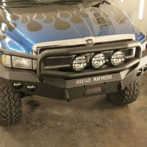 Road Armor - Road Armor 47015B Stealth Winch Front Bumper with Lonestar Guard and Round Light Holes for Dodge Ram 1500/2500/3500 1997-2002 - Image 2
