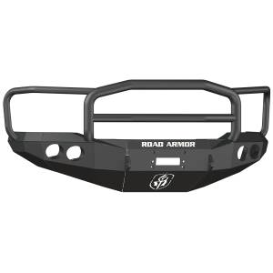 Road Armor 66005B Stealth Winch Front Bumper with Lonestar Guard and Round Light Holes for Ford F250/F350/F450/Excursion 1999-2004