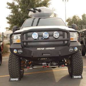 Road Armor - Road Armor 66005B Stealth Winch Front Bumper with Lonestar Guard and Round Light Holes for Ford F250/F350/F450/Excursion 1999-2004 - Image 3