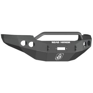 Road Armor - Road Armor 38404B Stealth Winch Front Bumper with Pre-Runner Guard and Round Light Holes for GMC Sierra 2500HD/3500 2011-2014 - Image 1