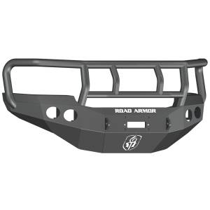 Road Armor 38402B Stealth Winch Front Bumper with Titan II Guard and Round Light Holes for GMC Sierra 2500HD/3500 2011-2014