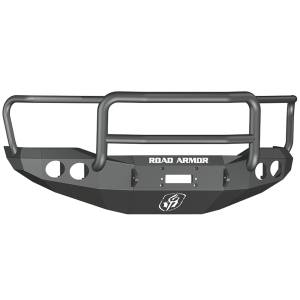 Road Armor Stealth - Toyota Tundra - Road Armor - Road Armor 99031B Stealth Winch Front Bumper with Lonestar Guard and Round Lights Holes for Toyota Tundra 2007-2013