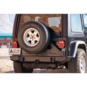 Expedition One TJRB100_STC_PC Trail Series Rear Bumper with Carrier for Jeep Wrangler TJ 1997-2006 - Textured Black