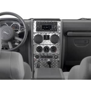 Interior Accessories - Dash Panels - Warrior - Warrior 90401 Dash Overlay with Power Window for Jeep Wrangler JK 2007-2008 - Polished Aluminum