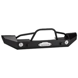 All Bumpers - Warrior - Warrior 59950 Winch Full Width Front Bumper with Pre-Runner Brush Guard for Jeep Wrangler JK 2007-2018 - Black Powder Coat