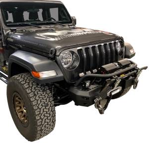 Warrior - Warrior 6537 Winch MOD Series Stubby Front Bumper with Brush Guard for Jeep Wrangler JL/Gladiator JT 2018-2022 - Black Powder Coat - Image 3